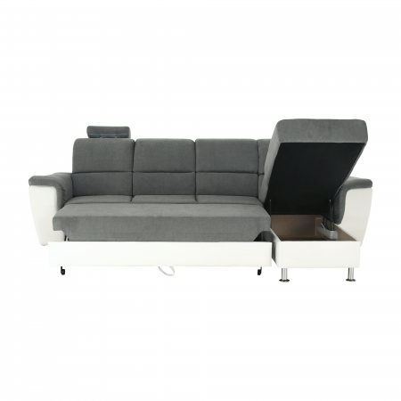 Colţar mic, piele ecologică alb/material textil gri, model dreapta, SANTIAGO COLŢAR MIC [11]