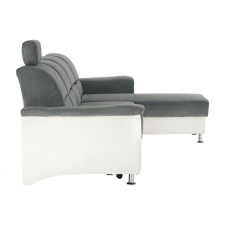 Colţar mic, piele ecologică alb/material textil gri, model dreapta, SANTIAGO COLŢAR MIC [10]