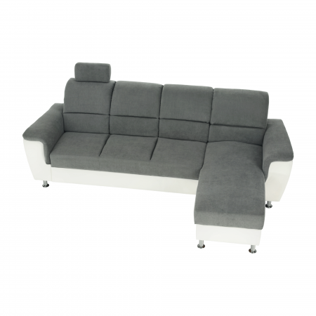 Colţar mic, piele ecologică alb/material textil gri, model dreapta, SANTIAGO COLŢAR MIC [12]