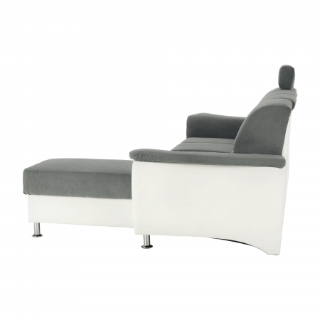 Colţar mic, piele ecologică alb/material textil gri, model dreapta, SANTIAGO COLŢAR MIC [8]