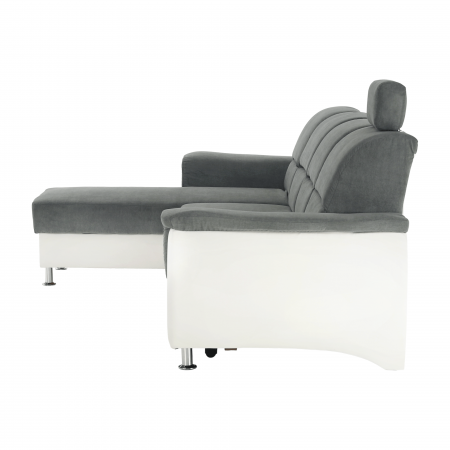 Colţar mic, piele ecologică alb/material textil gri, model stânga, SANTIAGO [7]