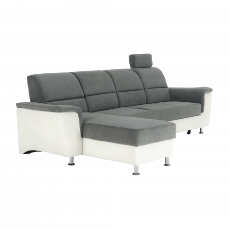 Colţar mic, piele ecologică alb/material textil gri, model stânga, SANTIAGO [4]