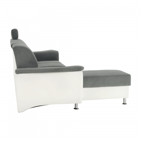 Colţar mic, piele ecologică alb/material textil gri, model stânga, SANTIAGO [5]