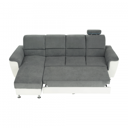 Colţar mic, piele ecologică alb/material textil gri, model stânga, SANTIAGO [11]