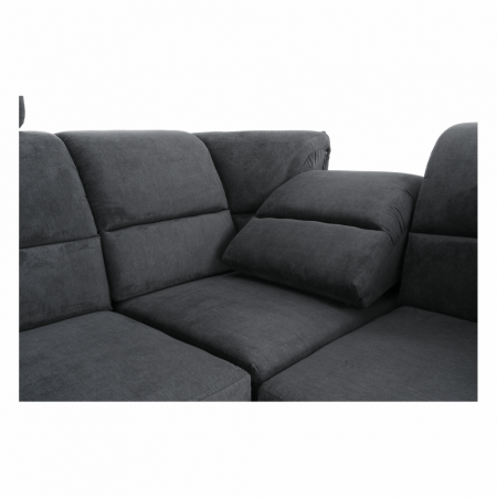 Colţar, piele eco neagră/textil gri închis, stânga, SANTIAGO U [22]