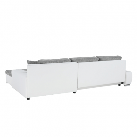 Colţar, piele ecologică/ alb/material  gri melir, TONIKS [7]