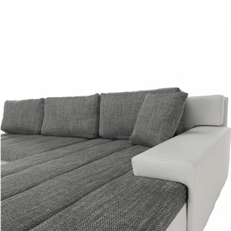 Colţar, piele ecologică/ alb/material  gri melir, TONIKS [16]