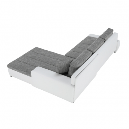 Colţar, piele ecologică/ alb/material  gri melir, TONIKS [9]