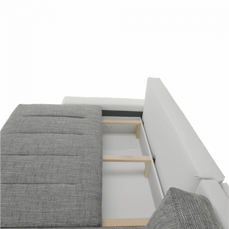 Colţar, piele ecologică/ alb/material  gri melir, TONIKS [2]