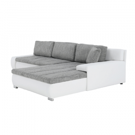 Colţar, piele ecologică/ alb/material  gri melir, TONIKS [19]