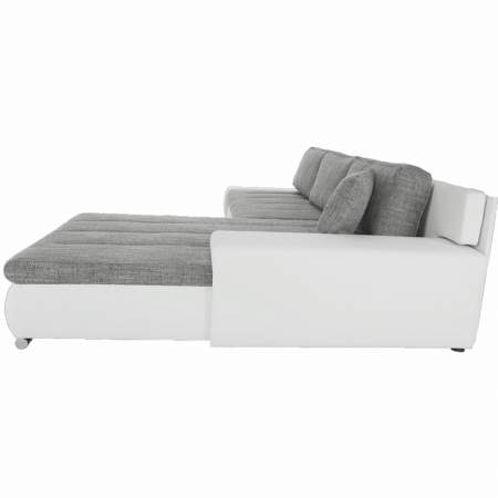 Colţar, piele ecologică/ alb/material  gri melir, TONIKS [12]
