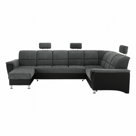 Colţar, piele ecologică negru/material, model dreapta, SANTIAGO U [20]