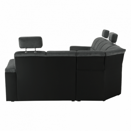 Colţar, piele ecologică negru/material, model dreapta, SANTIAGO U [5]