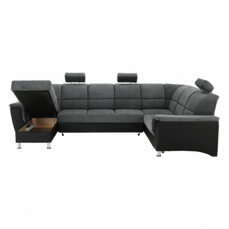 Colţar, piele ecologică negru/material, model dreapta, SANTIAGO U [4]
