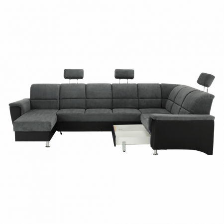 Colţar, piele ecologică negru/material, model dreapta, SANTIAGO U [13]