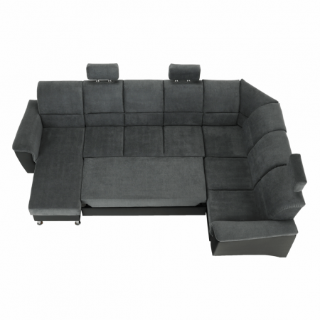 Colţar, piele ecologică negru/material, model dreapta, SANTIAGO U [12]