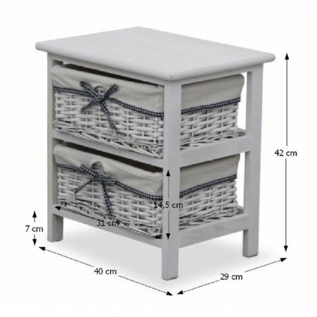 Comodă, 2 coşuri, alb antichizat, RUBY2 [5]