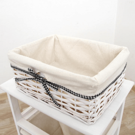 Comodă, 2 coşuri, alb antichizat, RUBY2 [2]