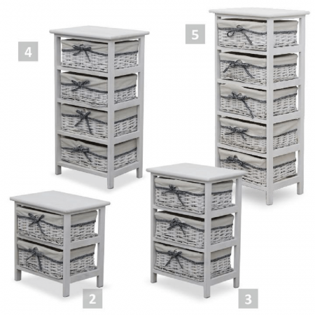 Comodă, 2 coşuri, alb antichizat, RUBY2 [4]