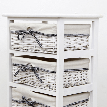 Comodă, 2 coşuri, alb antichizat, RUBY2 [3]