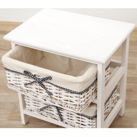 Comodă, 2 coşuri, alb antichizat, RUBY2 [1]