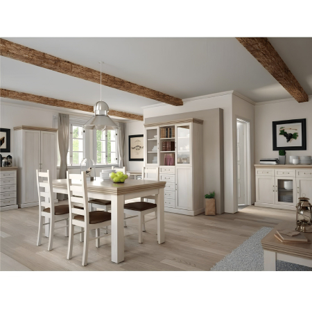 Comodă, 2 uşi cu 5 sertare, pin nordic/stejar sălbatic, ROYAL K2D [8]