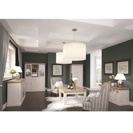 Comodă, 2 uşi cu 5 sertare, pin nordic/stejar sălbatic, ROYAL K2D [7]