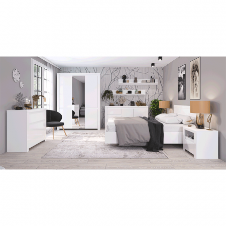 Comodă 2D1S, alb lucios, LINDY [1]