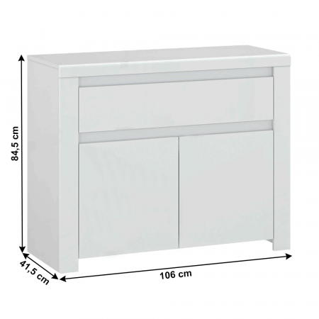 Comodă 2D1S, alb lucios, LINDY [3]