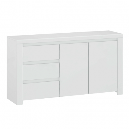 Living - Comodă 2D3S, alb lucios, LINDY