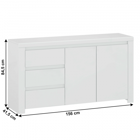 Comodă 2D3S, alb lucios, LINDY [3]