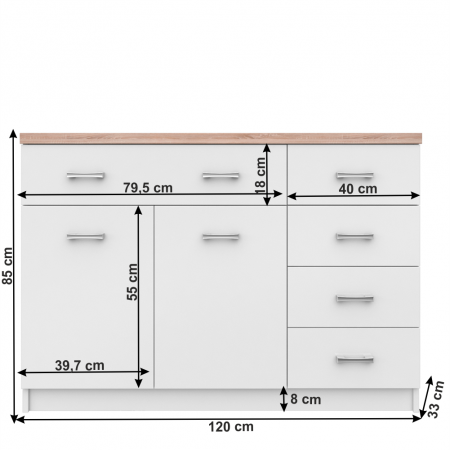 Comodă 2d5s, alb/stejar sonoma, TOPTY 08 [4]