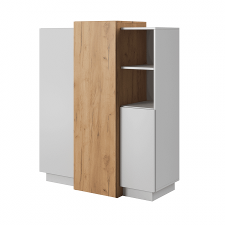 Living - Comodă 3D, alb / stejar craft auriu, TRIO