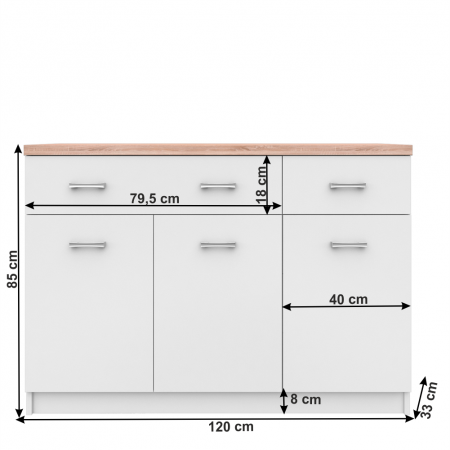 Comodă 3d2s, alb/stejar sonoma, TOPTY Typ 07 [4]