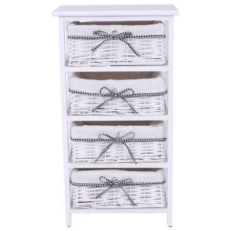 Comodă, 4 coşuri, alb antichizat, RUBY 4 [1]