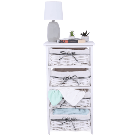 Comodă, 4 coşuri, alb antichizat, RUBY 4 [8]