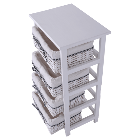 Comodă, 4 coşuri, alb antichizat, RUBY 4 [10]