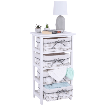 Bucatarie - Comodă, 4 coşuri, alb antichizat, RUBY 4