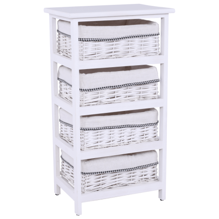 Comodă, 4 coşuri, alb antichizat, RUBY 4 [14]