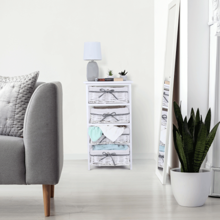 Comodă, 4 coşuri, alb antichizat, RUBY 4 [9]