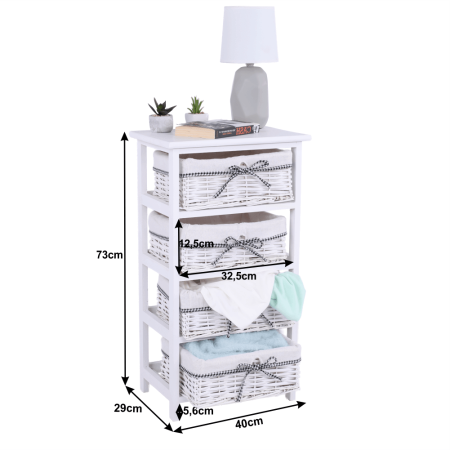 Comodă, 4 coşuri, alb antichizat, RUBY 4 [5]