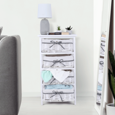 Comodă, 4 coşuri, alb antichizat, RUBY 4 [18]