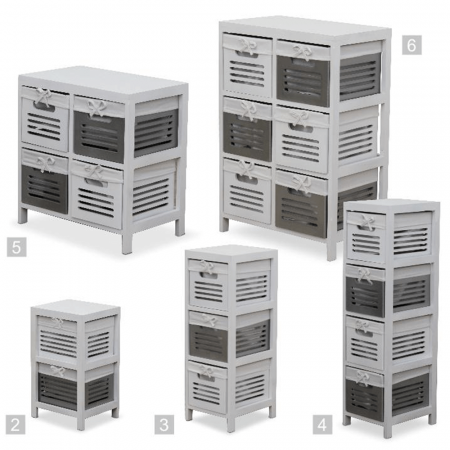 Comodă 4 coşuri, alb/gri, BIBI 4 [4]