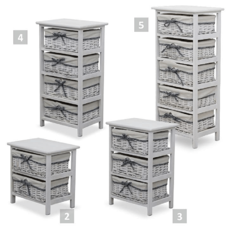 Comodă, 5 coşuri, alb antichizat, RUBY 5 [3]