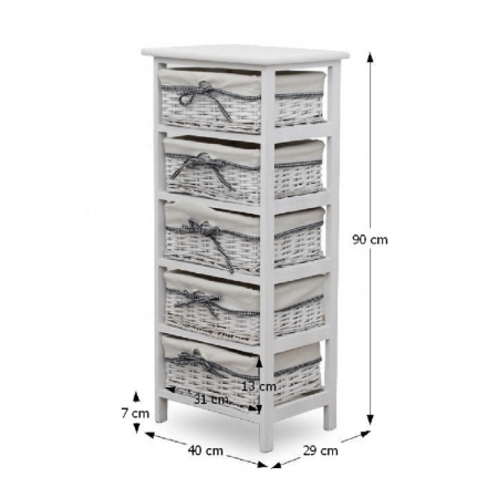 Comodă, 5 coşuri, alb antichizat, RUBY 5 [5]