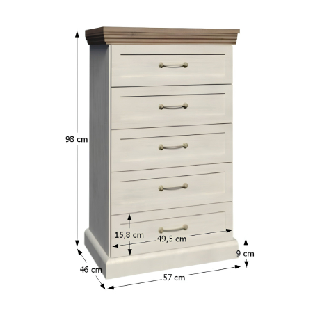 Comodă, 5 sertare, pin nordic/stejar sălbatic, ROYAL KS5 [3]