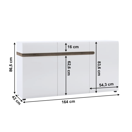 Comodă, albă strălucitoare HG/stejar sonoma închis, LYNATET TYP 40 [1]