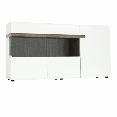 Comodă, albă strălucitoare HG/stejar sonoma închis, LYNATET TYP 42 [2]