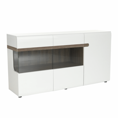 Bucatarie - Comodă, albă strălucitoare HG/stejar sonoma închis, LYNATET TYP 42