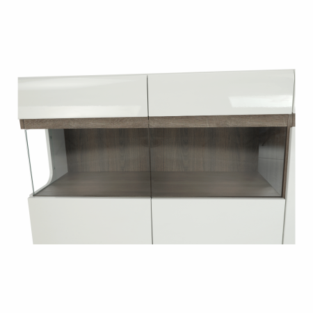 Comodă, albă strălucitoare HG/stejar sonoma închis, LYNATET TYP 42 [4]